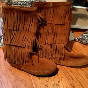 Brown suede moccasins